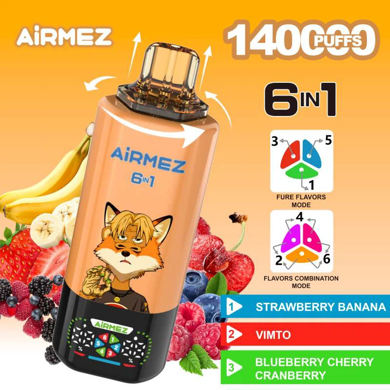 Airmez 140K Puffs 140000 6-in-1 Nagykereskedelmi Eldobható E-Cigaretta – Prémium Vaping Élmény Kiváló Árban - Nebulux Vape
