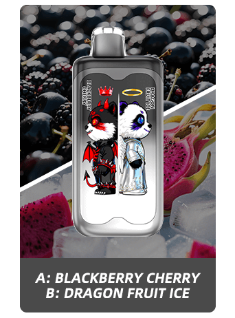 A-Blackberry-Cherry-B-Dragon-Fruit-Ice Merry Mi Panda Twins 40000 Puffs 2 az 1-ben Eldobható Vape – Két Íz Egy Készülékben – termékkép