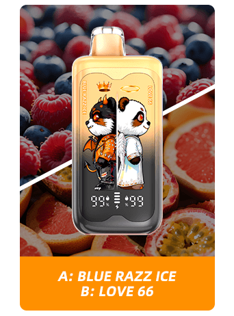 A-Blue-Razz-Ice-B-Love-66 Merry Mi Panda Twins 40000 Puffs 2 az 1-ben Eldobható Vape – Két Íz Egy Készülékben – termékkép