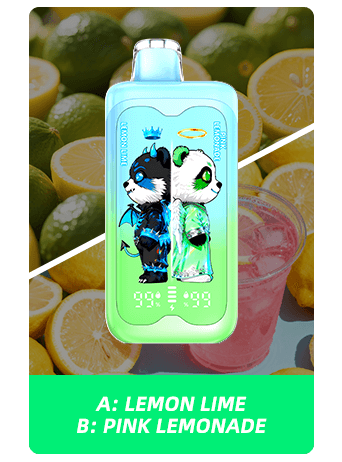 A-Lemon-Lime-B-Pink-Lemonade Merry Mi Panda Twins 40000 Puffs 2 az 1-ben Eldobható Vape – Két Íz Egy Készülékben – termékkép