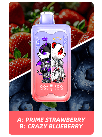 A-PRIME-STRAWBERRY-B-Crazy-Blueberry Merry Mi Panda Twins 40000 Puffs 2 az 1-ben Eldobható Vape – Két Íz Egy Készülékben – termékkép
