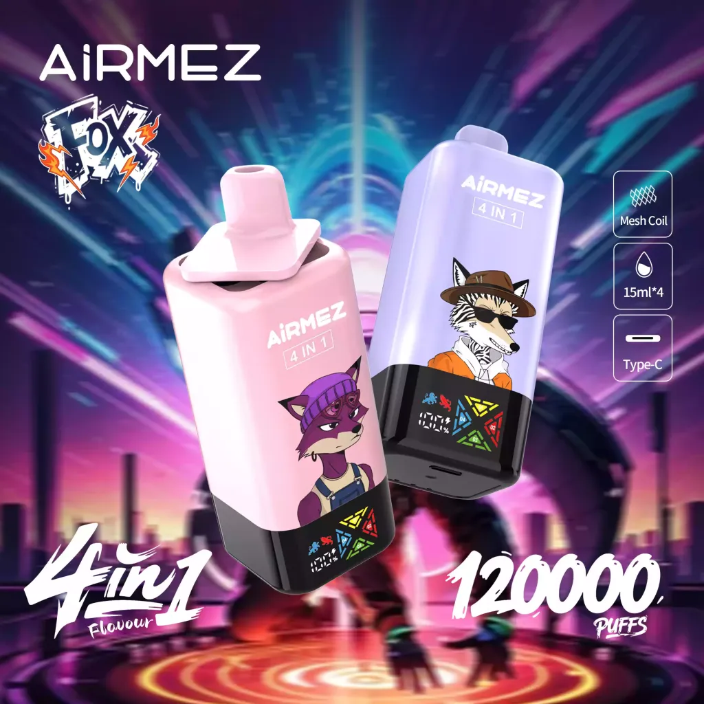 AIRMEZ FOX 120K Puffs 4 IN 1 Screen Low Nicotine Bulk Buy Original Rechargeable Disposable Vapes Wholesale0 - Nebulux Vape