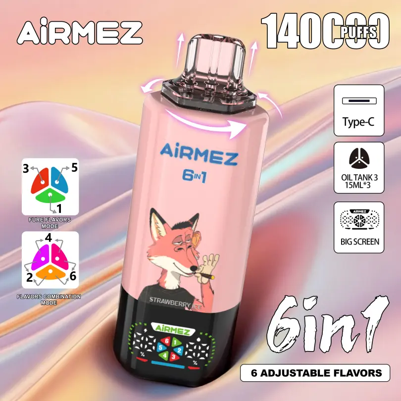 Airmez 140K Puffs 140000 6-in-1 Nagykereskedelmi Eldobható E-Cigaretta – Prémium Vaping Élmény Kiváló Árban - Nebulux Vape
