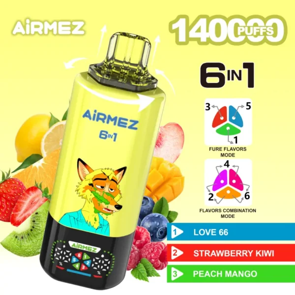 Airmez-140K-Puffs-6.webp Airmez 140K Puffs 140000 6-in-1 Nagykereskedelmi Eldobható E-Cigaretta – Prémium Vaping Élmény Kiváló Árban – termékkép