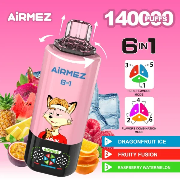 Airmez-140K-Puffs-8.webp Airmez 140K Puffs 140000 6-in-1 Nagykereskedelmi Eldobható E-Cigaretta – Prémium Vaping Élmény Kiváló Árban – termékkép