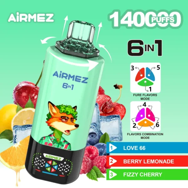 Airmez-140K-Puffs-9.webp Airmez 140K Puffs 140000 6-in-1 Nagykereskedelmi Eldobható E-Cigaretta – Prémium Vaping Élmény Kiváló Árban – termékkép