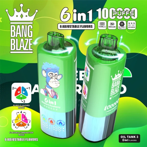 Bang-Blaze-100000-Puffs-10-1.webp Bang Blaze 100,000 Puffs 6 az 1-ben Vape – A Tökéletes Élmény 100 000 Slukkal – termékkép