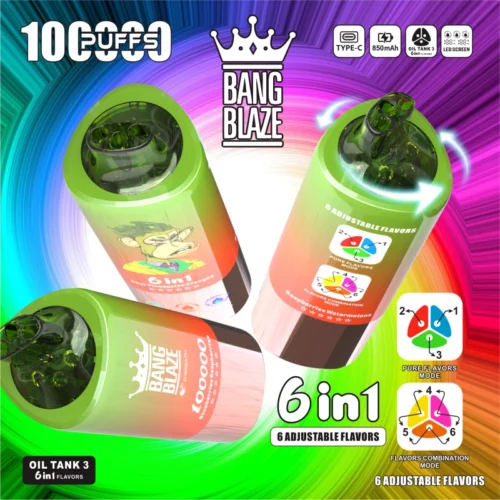 Bang-Blaze-100000-Puffs-5-2.webp Bang Blaze 100,000 Puffs 6 az 1-ben Vape – A Tökéletes Élmény 100 000 Slukkal – termékkép