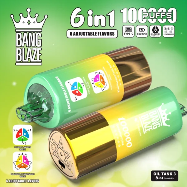 Bang-Blaze-100000-Puffs-7-1.webp Bang Blaze 100,000 Puffs 6 az 1-ben Vape – A Tökéletes Élmény 100 000 Slukkal – termékkép