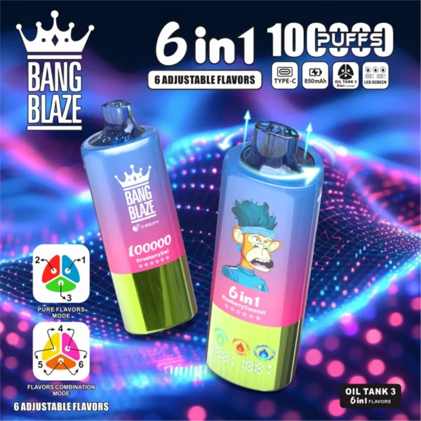 Bang-Blaze-100000-Puffs-9-1.webp Bang Blaze 100,000 Puffs 6 az 1-ben Vape – A Tökéletes Élmény 100 000 Slukkal – termékkép