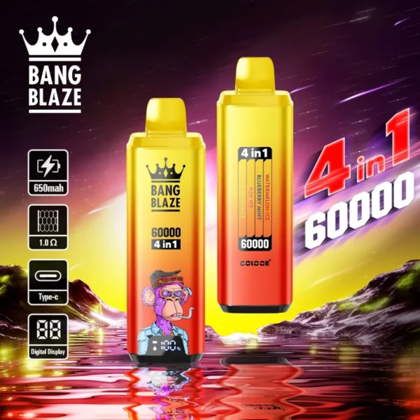 Bang-Blaze-60000-PUFFS-1.webp Bang Blaze 60000 Puffs 4 az 1-ben Aromás Vape – Egyszer használatos Vape – termékkép