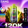 Bang-Legend-120000-120K-Puffs-5-in-1-Flavors-blueberry-ice-kiwi-passion-fruit-guava-triple-melon-peach-pineapple-passionate-kiss.webp Bang Legend 120K Puffs – 5 az 1-ben Vaping, 120,000 Puff és Több Íz – termékkép