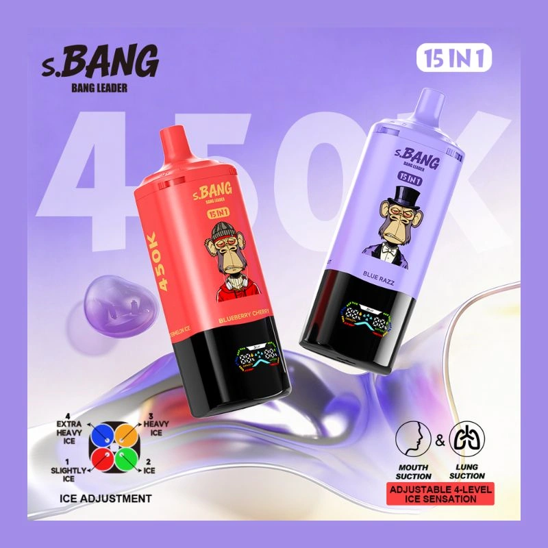 Bang Leader 450K Puffs– 15 az 1-ben újratölthető eldobható vape – Állítható jég hatás, okos kijelző, nagykereskedelmi kiszerelés - Nebulux Vape