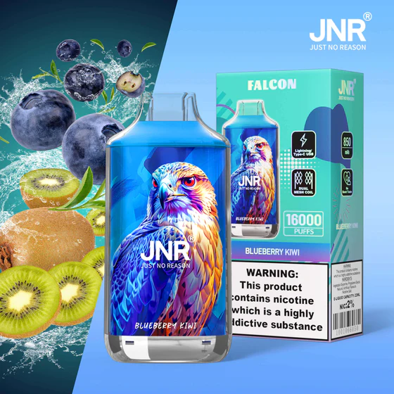 JNR-Falcon-16000-Puffs-Blueberry-Kiw.webp JNR Falcon 16000 Puffs – Eldobható elektronikus cigaretta 16000 slukk erejéig – termékkép