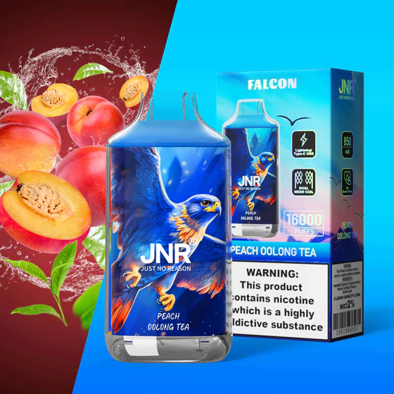 JNR-Falcon-16000-Puffs-Peach-Oolong-Tea.webp JNR Falcon 16000 Puffs – Eldobható elektronikus cigaretta 16000 slukk erejéig – termékkép