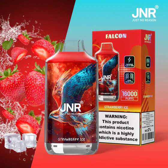 JNR-Falcon-16000-Puffs-Strawberry-Ice.webp JNR Falcon 16000 Puffs – Eldobható elektronikus cigaretta 16000 slukk erejéig – termékkép
