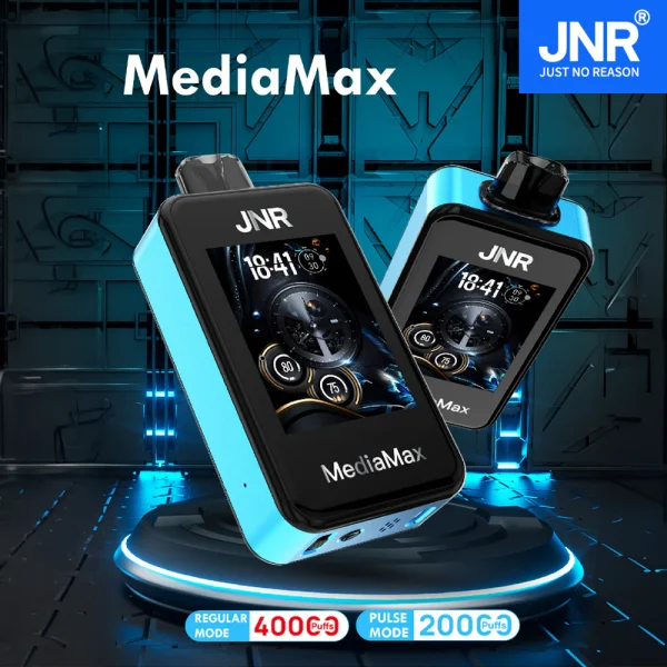 Puff-JNR-MediaMax-40K-40000-Disposable-Vape-With-Screen-Best-Price-600×600-1.webp JNR Media Max 40000 Fújás - Okos Eldobható Elektronikus Cigaretta – termékkép