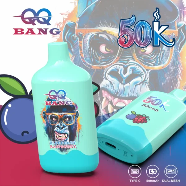 QQ BANG 50000 Puffs Blueberry Raspberry QQ BANG 50000 Puffs Eldobható Vape – 50 000 Puff • Dual Mesh • Újratölthető – termékkép