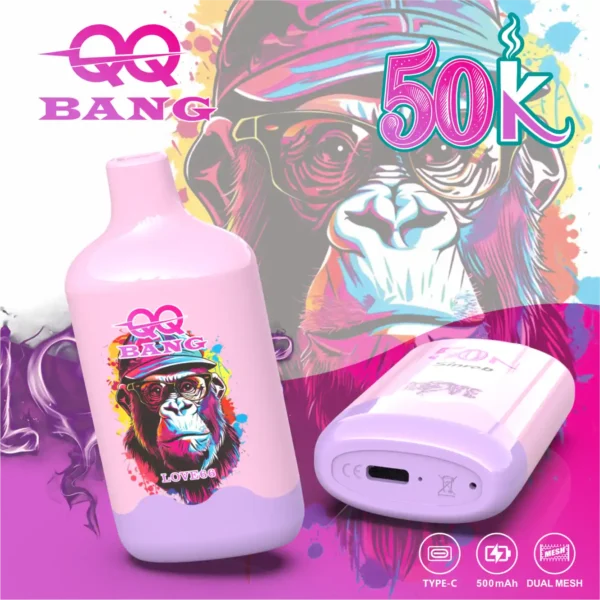 QQ BANG 50000 Puffs Love66 QQ BANG 50000 Puffs Eldobható Vape – 50 000 Puff • Dual Mesh • Újratölthető – termékkép