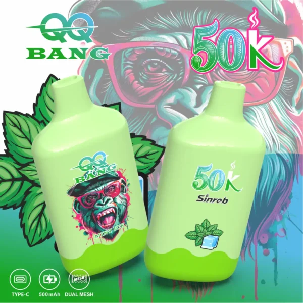 QQ BANG 50000 Puffs Mint ice QQ BANG 50000 Puffs Eldobható Vape – 50 000 Puff • Dual Mesh • Újratölthető – termékkép
