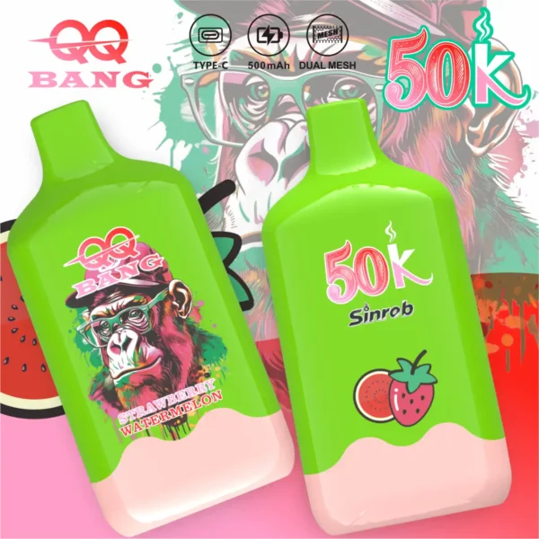 QQ BANG 50000 Puffs Strawberry Watermelon QQ BANG 50000 Puffs Eldobható Vape – 50 000 Puff • Dual Mesh • Újratölthető – termékkép