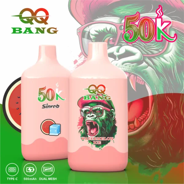 QQ BANG 50000 Puffs Watermelon Ice QQ BANG 50000 Puffs Eldobható Vape – 50 000 Puff • Dual Mesh • Újratölthető – termékkép