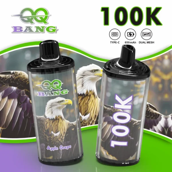 QQ-Bang-100K-Vape-Apple-Grape QQ BANG 100K Dual Mesh Vape – Újratölthető Eldobható Vape Készülék – termékkép