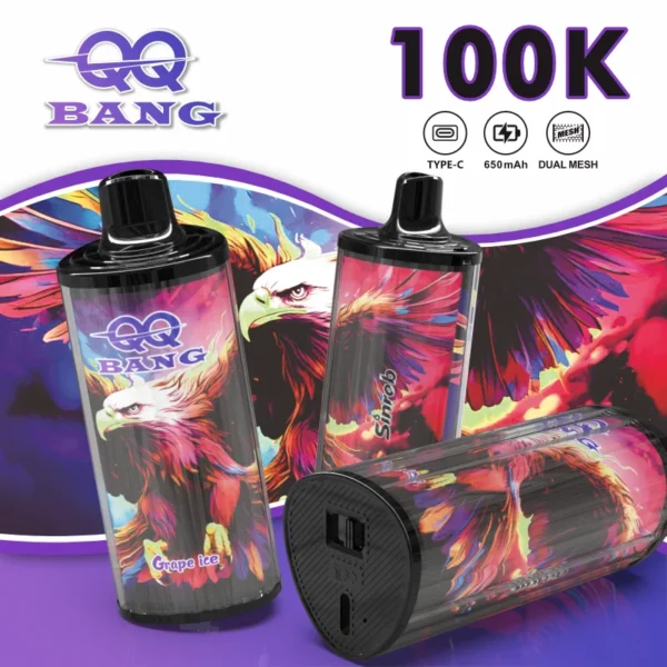 QQ-Bang-100K-Vape-Grape-Ice QQ BANG 100K Dual Mesh Vape – Újratölthető Eldobható Vape Készülék – termékkép