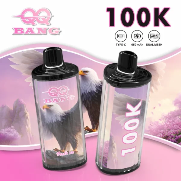 QQ-Bang-100K-Vape-Peach-Ice QQ BANG 100K Dual Mesh Vape – Újratölthető Eldobható Vape Készülék – termékkép