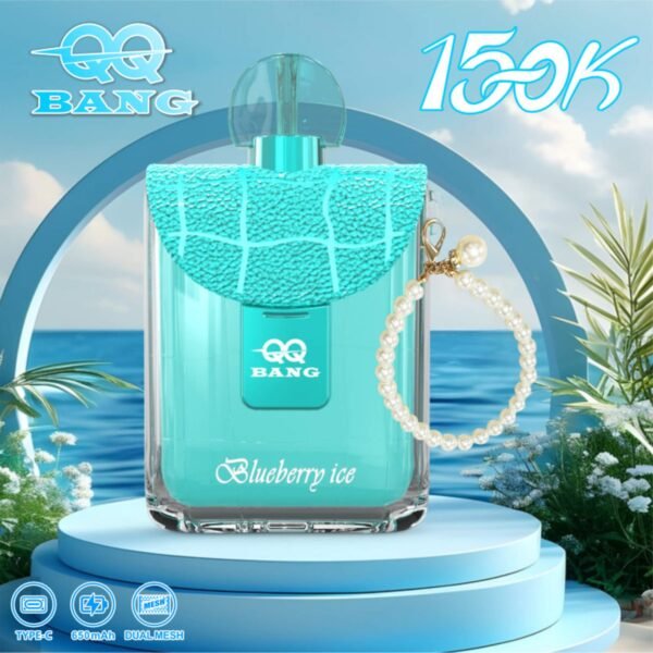 QQ-Bang-150k-Puff-Blueberry-Ice QQ BANG 150K Puff – 150 000 Puff, Dual Mesh, USB Type-C Újratölthető Eldobható Vape – termékkép