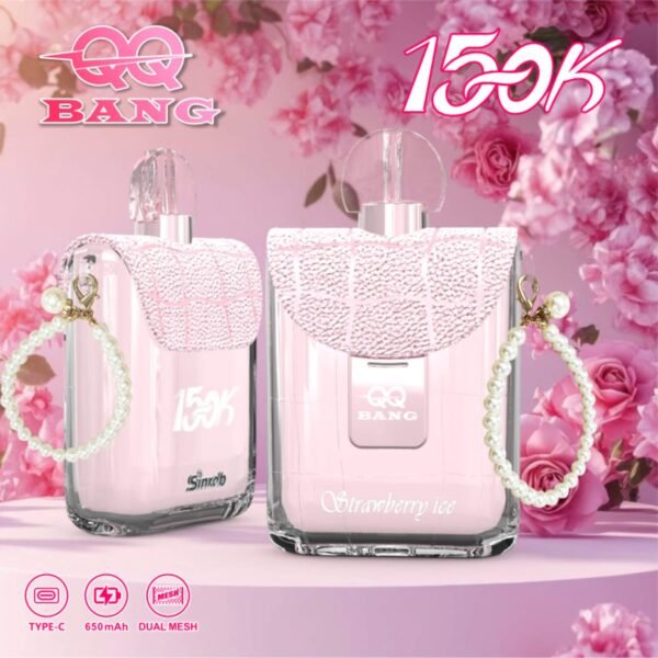 QQ-Bang-150k-Puff-Strawberry-Ice QQ BANG 150K Puff – 150 000 Puff, Dual Mesh, USB Type-C Újratölthető Eldobható Vape – termékkép