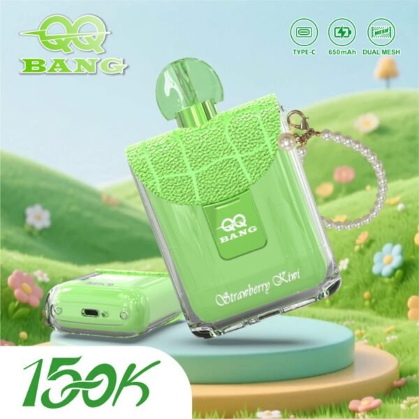 QQ-Bang-150k-Puff-Strawberry-Kiwi QQ BANG 150K Puff – 150 000 Puff, Dual Mesh, USB Type-C Újratölthető Eldobható Vape – termékkép