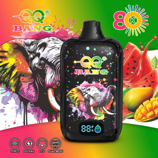 🔥 QQ Bang 80K – 80 000 Puff Eldobható Vape | Type-C Újratölthető, Mesh Coil, LED kijelző – termékkép