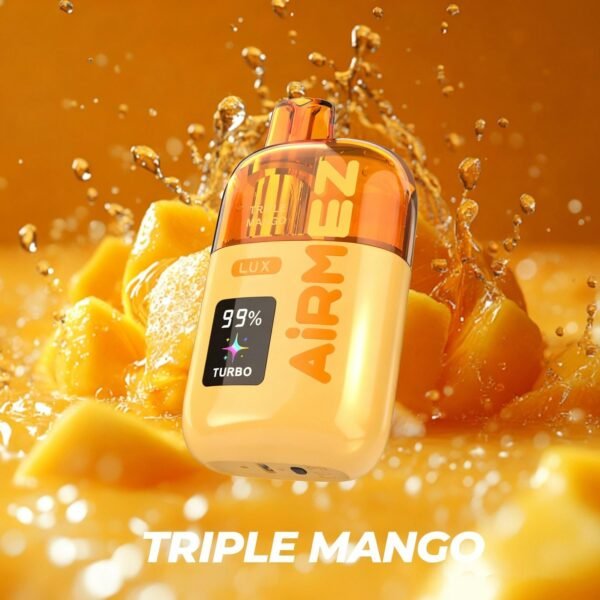 VapePurchase-airmez-lux-60000-60k-puffs-triple-mango Airmez Lux 100000 Puffs – Boost / Turbo Módos Eldobható Vape | 60K Puff | LED Kijelző | Újratölthető | EU Raktár – termékkép