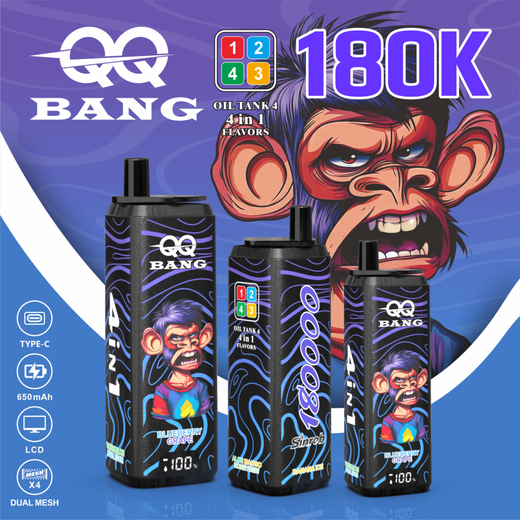 QQ BANG 180K Eldobható Vape – 180 000 Puff • 4 az 1-ben Ízrendszer • LCD Kijelző - Nebulux Vape