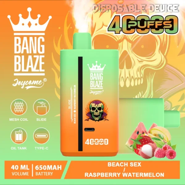 bang-blaze-40k-40000-puffs-beach-sex-raspberry-watermelon.webp Bang Blaze 40K Puffs - 2 az 1-ben Vape Nagykereskedelmi Vásárlás – termékkép