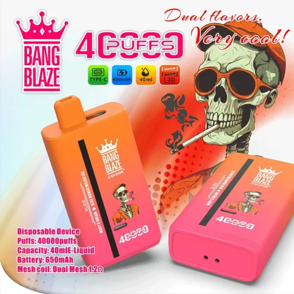 bang-blaze-40k-40000-puffs-main-picture.webp Bang Blaze 40K Puffs - 2 az 1-ben Vape Nagykereskedelmi Vásárlás – termékkép