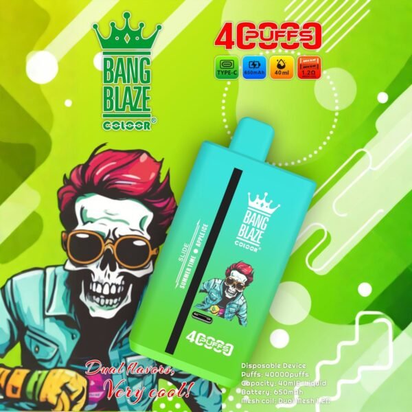 bang-blaze-40k-40000-puffs-summer-time-apple-ice.jpeg Bang Blaze 40K Puffs - 2 az 1-ben Vape Nagykereskedelmi Vásárlás – termékkép