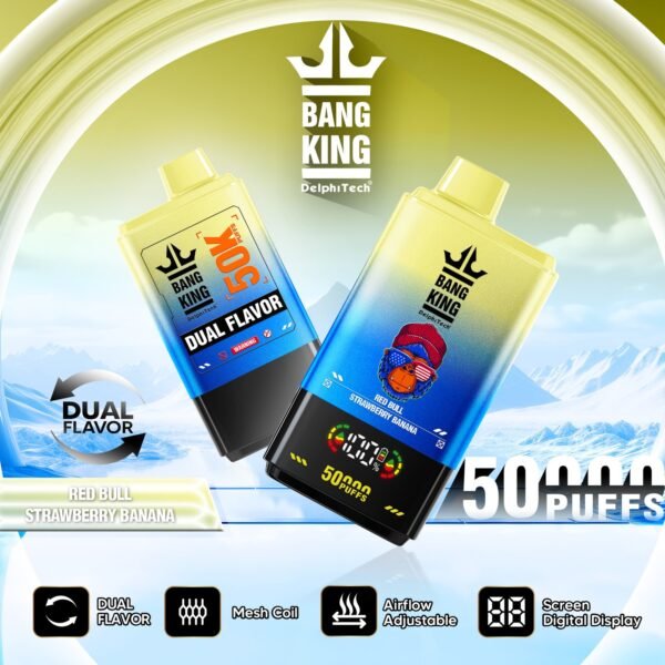 bang-king-50000-50k-puffs-red-bull-strawberry-banana Bang King 50000 Puffs 50k Egyszer használatos e-cigaretta kettős ízzel, okos képernyővel – termékkép