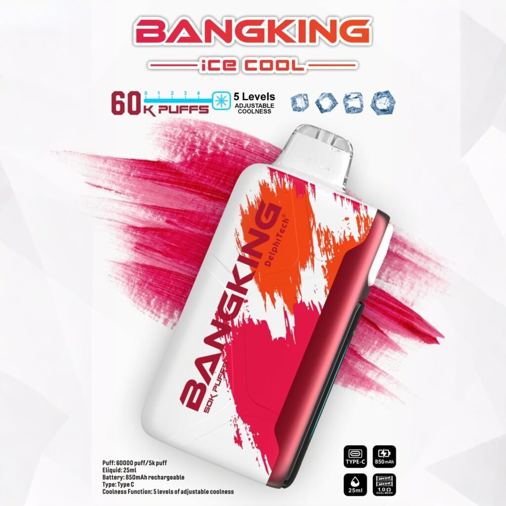 Bang King Ice Cool 60000 Puffs - Állítható Hűtési Szint LED Kijelzővel, 60K Fúvásos Eldobható Vape, Eredeti - Nebulux Vape