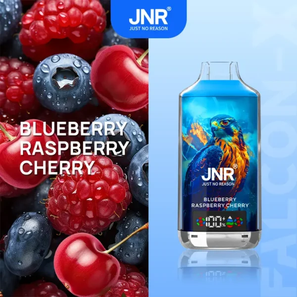 jnr-falon-x-18000-puffs-blueberry-raspberry-cherry.webp JNR Falcon X 18000 Puffs – Egyszer használatos vape 18,000 puffal és 24 ml folyadékkal – termékkép