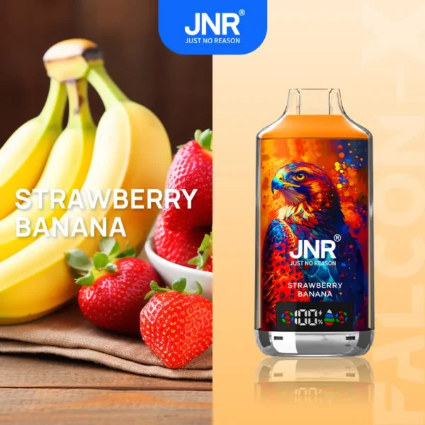 jnr-falon-x-18000-puffs-sleek-vape-strawberry-banana.webp JNR Falcon X 18000 Puffs – Egyszer használatos vape 18,000 puffal és 24 ml folyadékkal – termékkép