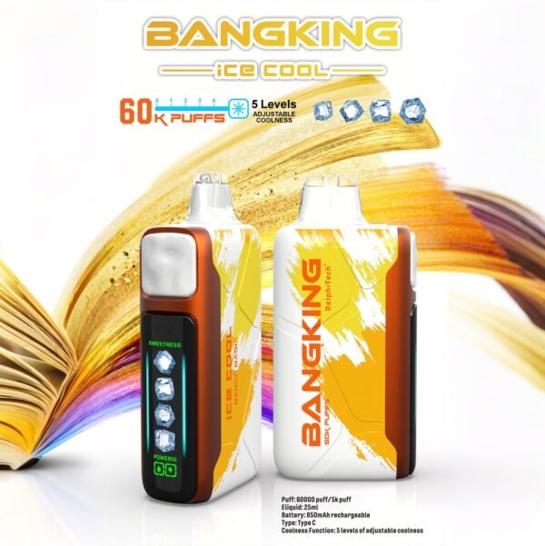 Bang King Ice Cool 60000 Puffs - Állítható Hűtési Szint LED Kijelzővel, 60K Fúvásos Eldobható Vape, Eredeti – termékkép