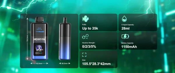 mecha-pro-edge-250903-img-10 Merry Mi Mecha Pro 35000 Puffs – Smart Display kijelzős eldobható vape Turbo és Normal móddal – termékkép