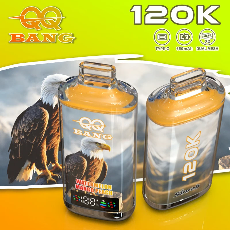 QQ Bang 120K – 120 000 Puff Eldobható Vape | Type-C Újratölthető, LED Kijelzős E-cigaretta - QQ BANG 120000 Puffs Watermelon Mango Peach