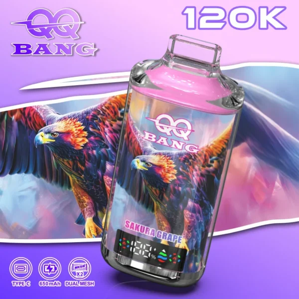 QQ Bang 120K – 120 000 Puff Eldobható Vape | Type-C Újratölthető, LED Kijelzős E-cigaretta – termékkép