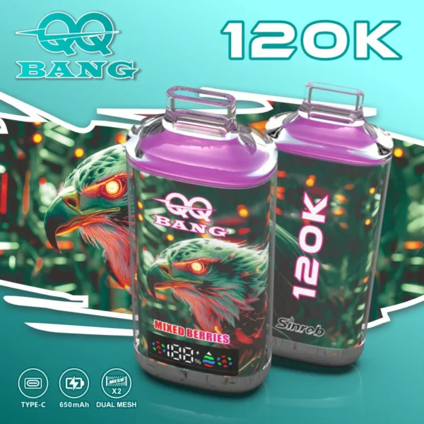 QQ Bang 120K – 120 000 Puff Eldobható Vape | Type-C Újratölthető, LED Kijelzős E-cigaretta – termékkép