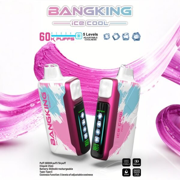 Bang King Ice Cool 60000 Puffs - Állítható Hűtési Szint LED Kijelzővel, 60K Fúvásos Eldobható Vape, Eredeti – termékkép