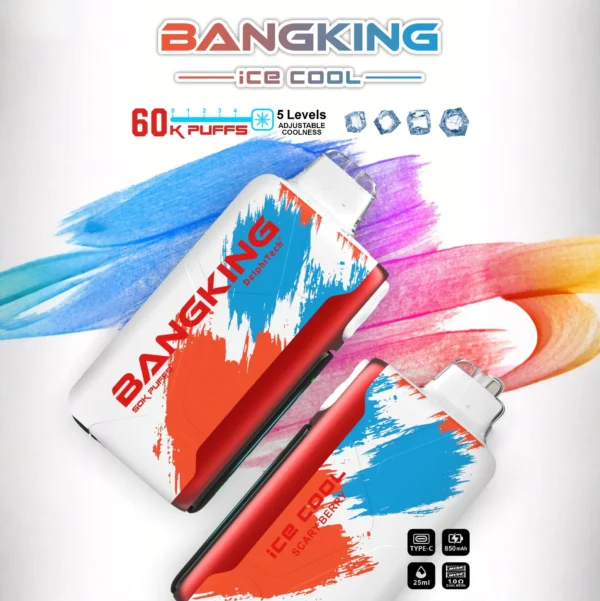 Bang King Ice Cool 60000 Puffs - Állítható Hűtési Szint LED Kijelzővel, 60K Fúvásos Eldobható Vape, Eredeti – termékkép