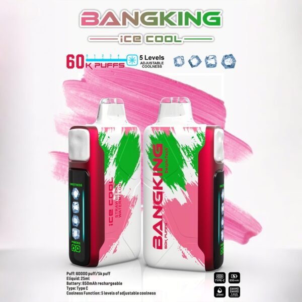 Bang King Ice Cool 60000 Puffs - Állítható Hűtési Szint LED Kijelzővel, 60K Fúvásos Eldobható Vape, Eredeti – termékkép